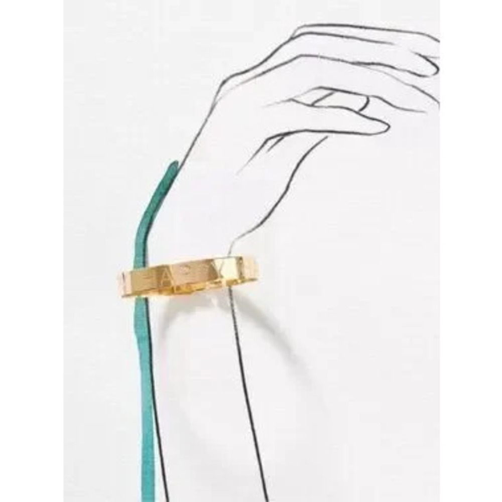 New! Anthropologie Gold Plated Happy Cuff Bracelet (3016) NWOT